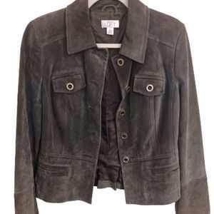 ANN TAYLOR GREEN OLIVE SUEDE LEATHER  JACKET